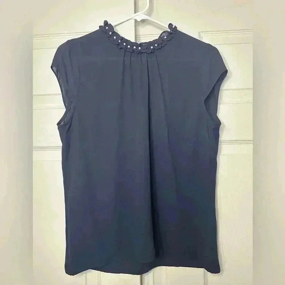 Karl Lagerfeld Davignon Pearl Neckline Navy Blouse Stitch Fix NWT Medium - Picture 1 of 5